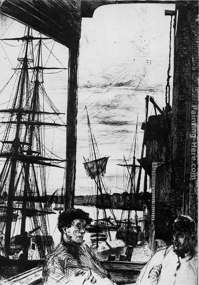 Rotherhithe painting - James Abbott McNeill Whistler Rotherhithe art painting